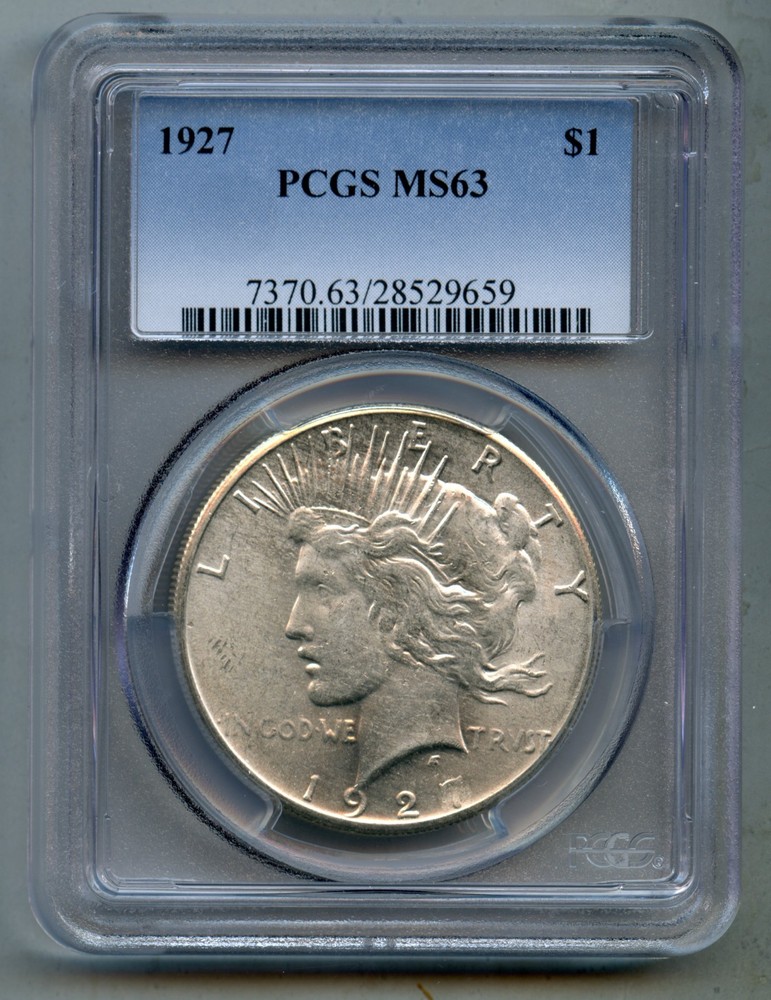 1927 Peace Silver Dollar PCGS MS 63