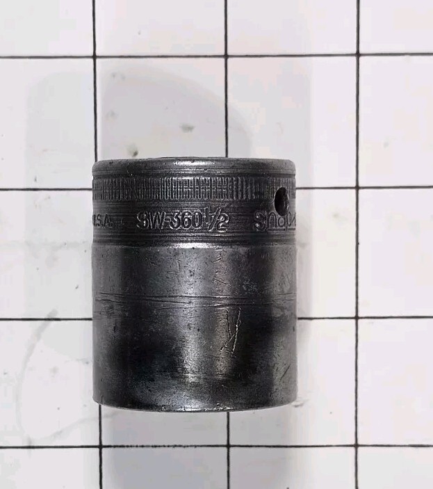 Rare Antique Snap On SW360 1 1/8" 12 Point 1/2" Drive Socket 1944 -E- Date Code