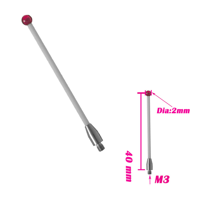 CMM Machine Touch Probe Stylus,Ceramic Stem, M3Thread,2mm Ruby Ball,Length 40mm
