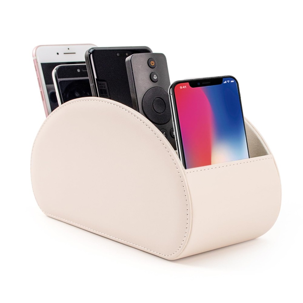 Remote Control Holders Organizer Box with 5 Compartment PU Leather Multi-func...