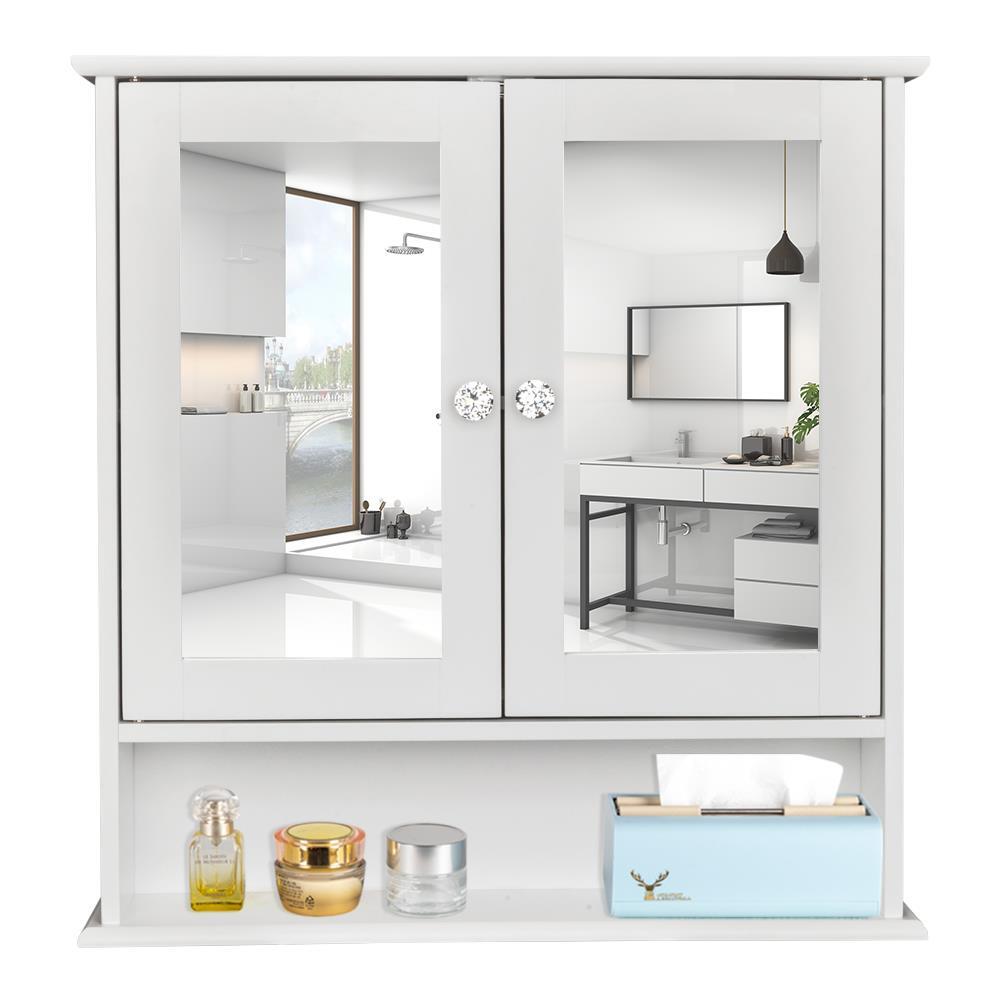 Bathroom Medicine Cabinet with 2 Door Mirror Bathroom Storage Cabinet Wall Mount