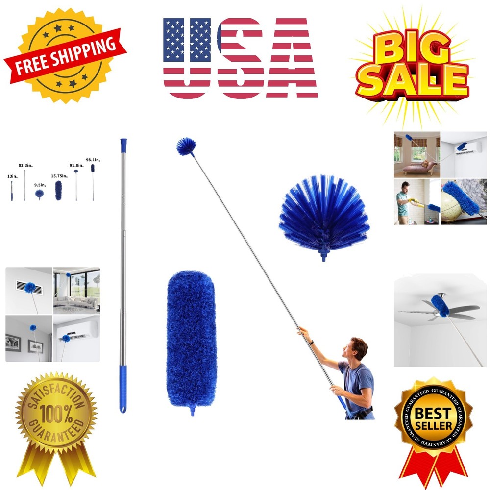 Cobweb Duster with Extension Pole, Washable Cleaning Duster Kit with 2 Duster...