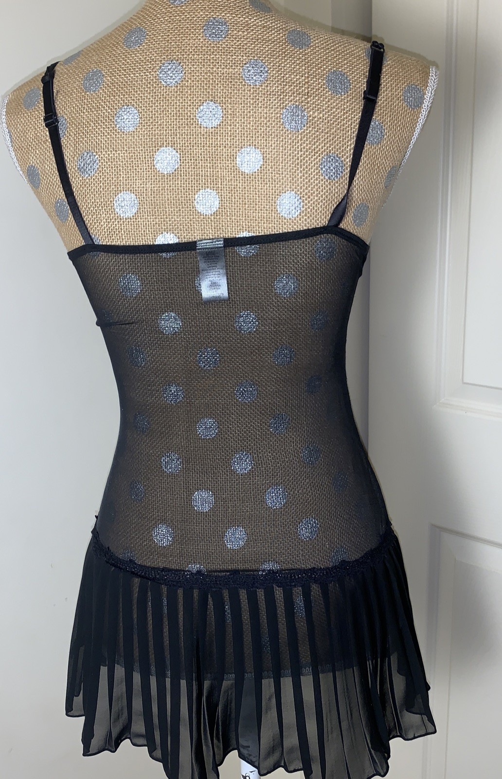 Black Lingerie Slip Pleated Dress Womens Y2K Whimsygoth Coquette Gothic Bustier