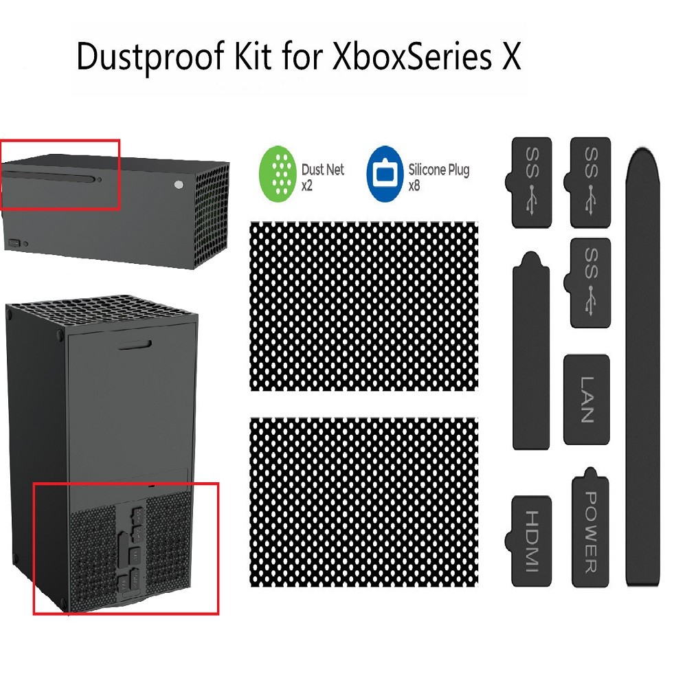 1Set Net+Silicone Plug Kit Dustproof Suit Mesh Filter For Xbox Series X Console
