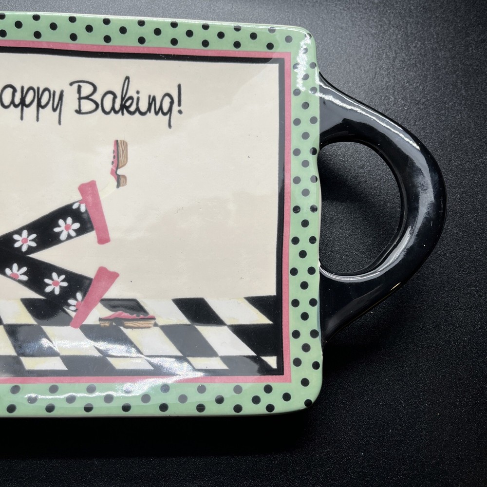 Certified International Chefanista 15" Rectangular Handled Platter happy Baking