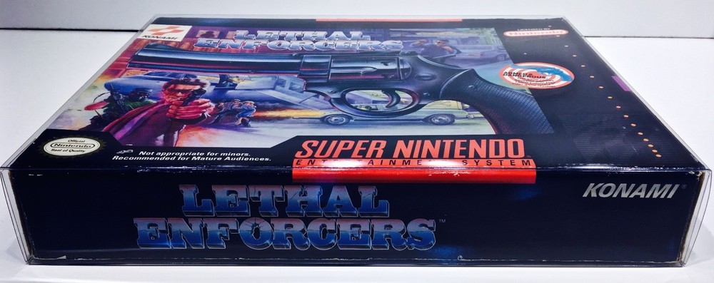 1 SNES LETHAL ENFORCERS BIG BOX Protector! Super Nintendo Clear Display Case