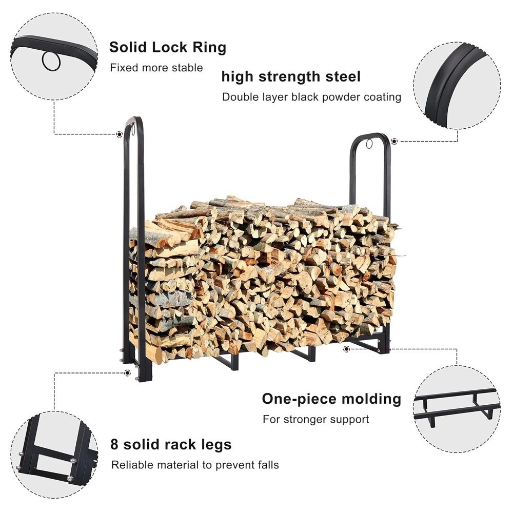 Heavy Duty Metal Log Holder for Indoor and Outdoor Fireplace