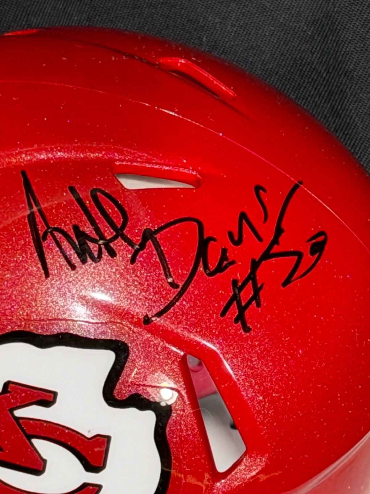 Chiefs Mini Helmet in Case signed by Anthony Davis
