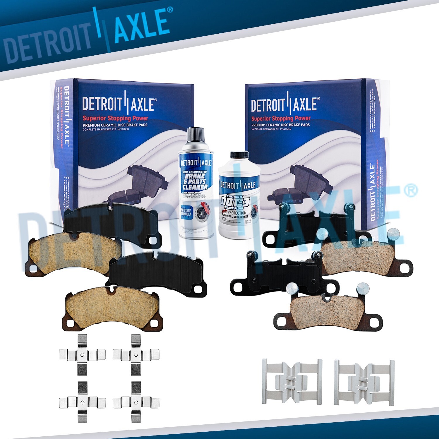 Front Rear Ceramic Brake Pads w/ Hardware for Porsche Cayenne Volkswagen Touareg