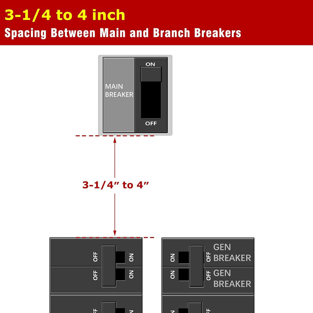 Generator Interlock Kit for Square D 150/200 Amp Breakers, 3.25-4 Inch Spacing