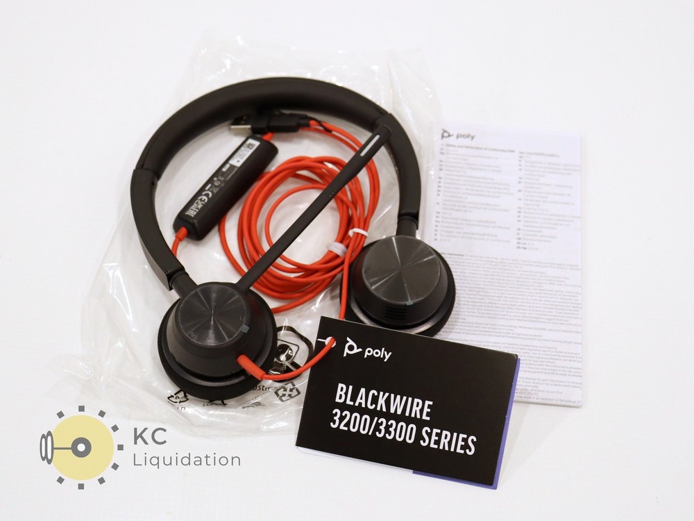 Poly Blackwire 3320 Wired USB Headset (Black/Red)