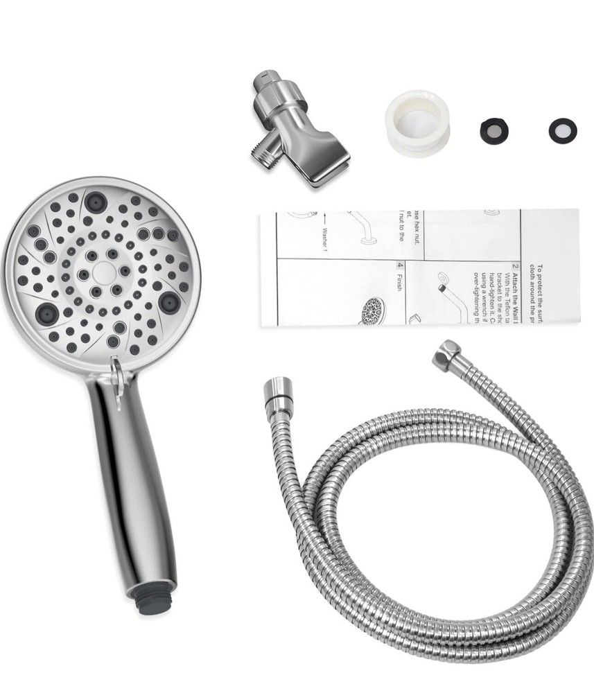 Vantency Shower Head with Handheld Chrome, 8 Functions Handheld Shower Head,5-in