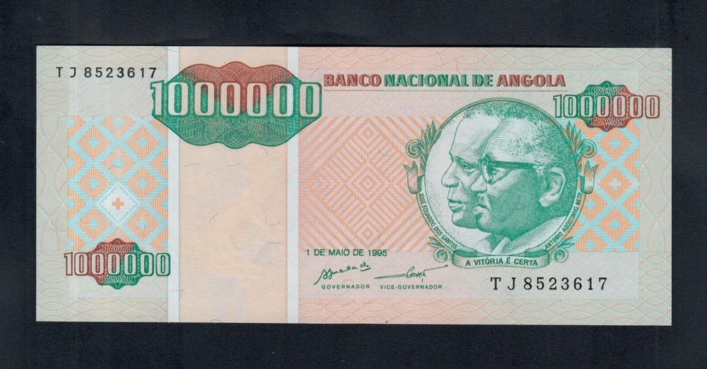 ANGOLA 1000000 KWANZAS  1995   PICK # 141  UNC.