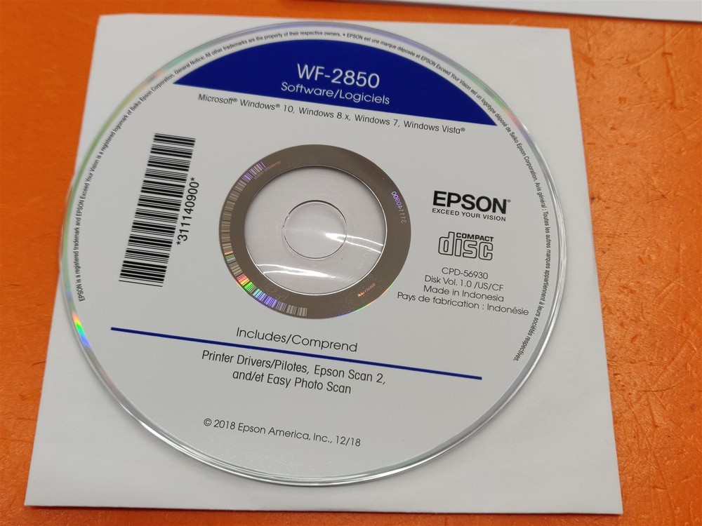 ⭐️⭐️⭐️⭐️⭐️ Printer Epson WF-2850/WF-2830 Software CD Disc & Quick Guide Manual