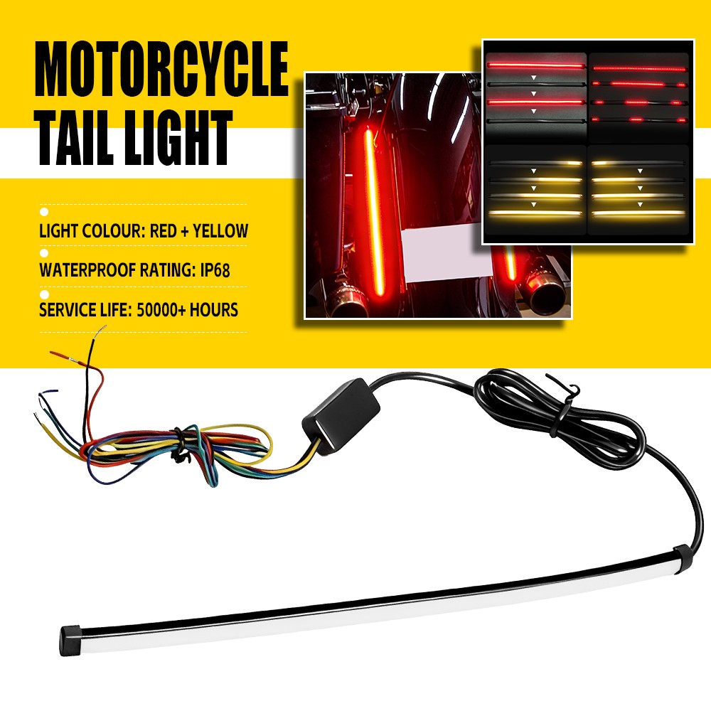 Motorcycle LED Strip Sequential Lamp Brake Turn Signal Tail Lights Universal US