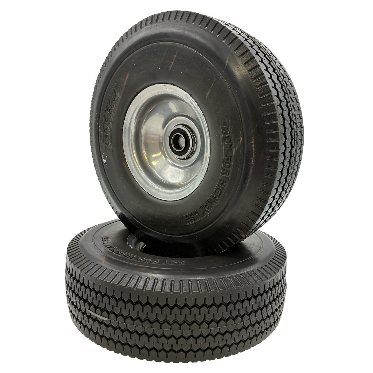 4.10x3.50-4 Solid Sawtooth Wheel Assembly - Set of 2