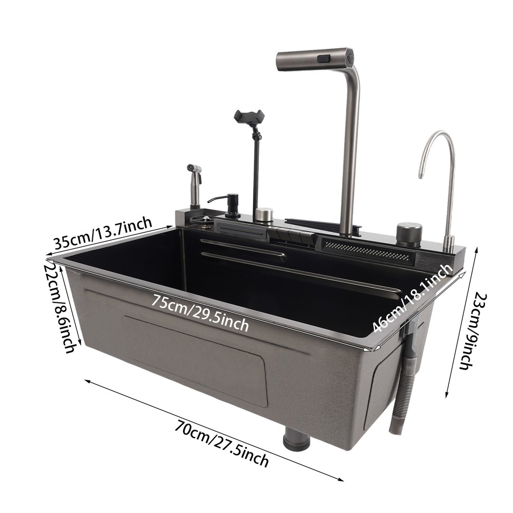 Sink Kitchen Sink Digital Display Stainless Steel Sink Kitchen Sink Rectangular