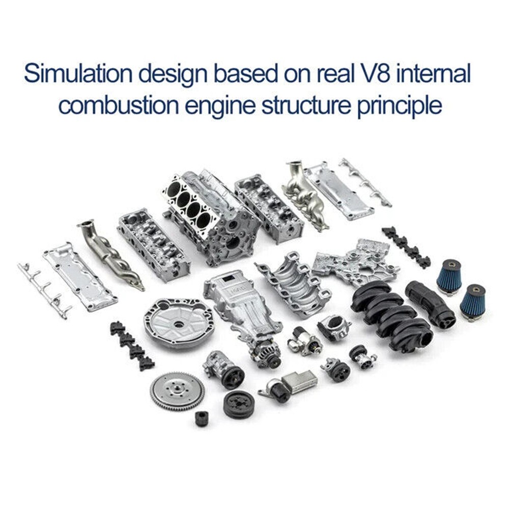 For Adults V8 Engine Metal Assembly Model Kit Internal Combustion DIY Hobby