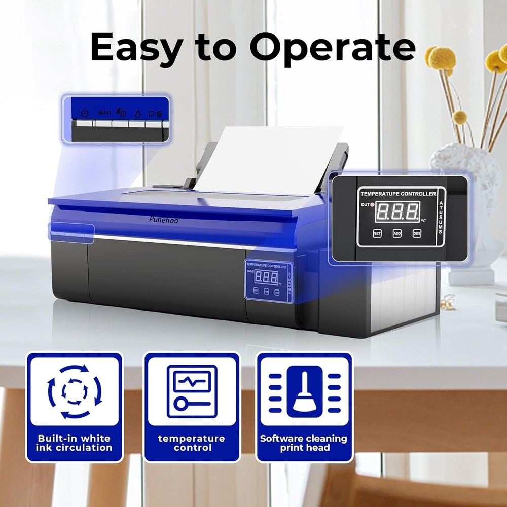 PUNEHOD DTF Printer A4 L805 Transfer Printing Machine with White Ink Circulation