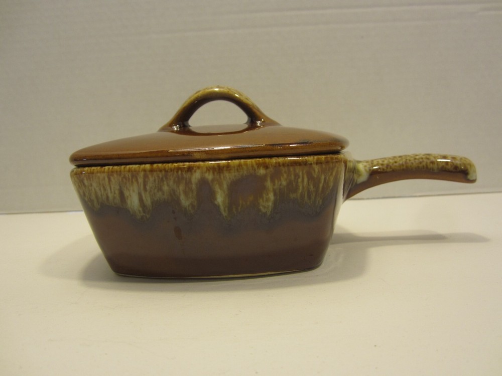 Brown Drip Pottery Covered Rectangle Single Serve Baking Dish Soup Bowl With Lid