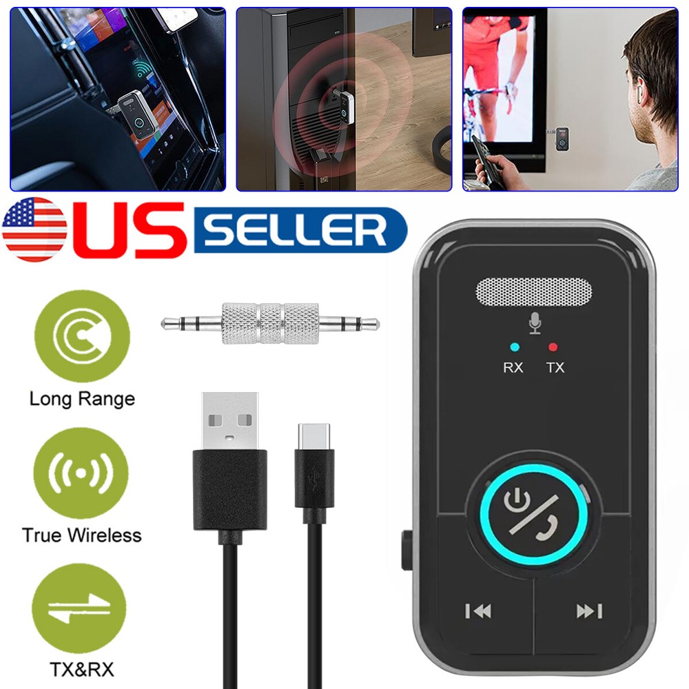 USB Wireless Bluetooth Transmitter Receiver 2 in 1 Audio Adapter 3.5mm Aux Car
