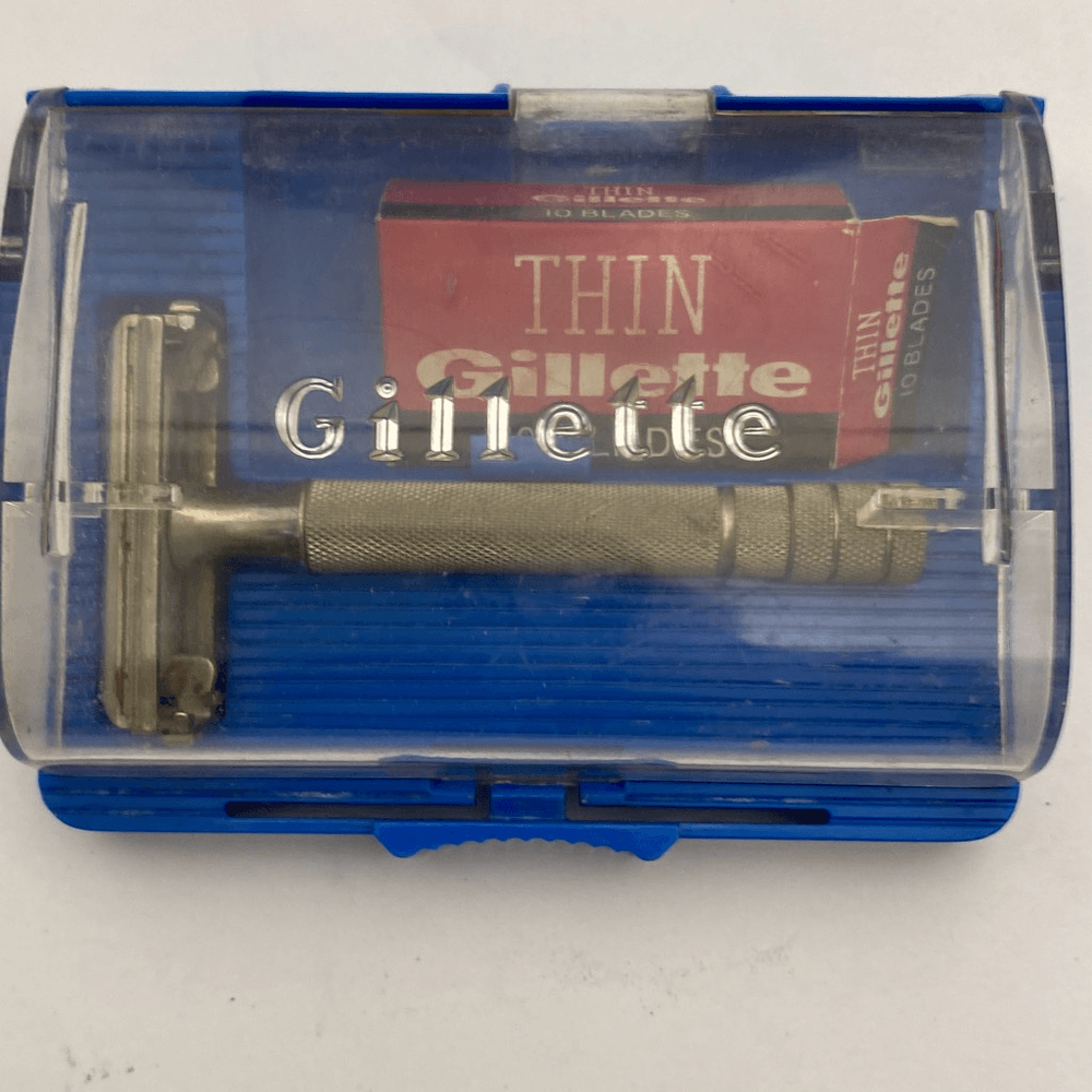 Gillette Men's Silver Authentic Razor with Thin Blades and Case