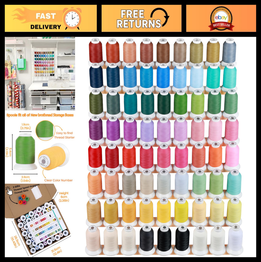 100% Frosted Matt Embroidery Thread 72 Spools 40WT 500M Compatible with Sewing M
