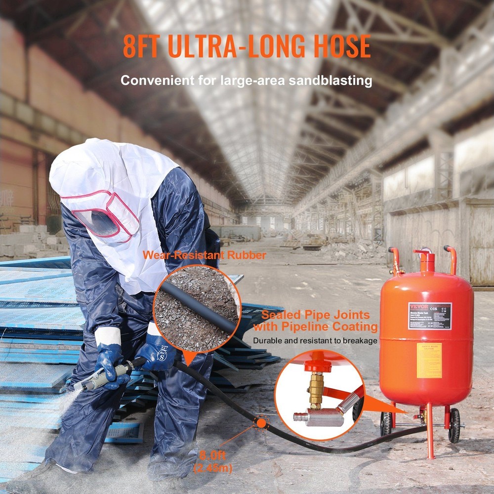 20gal Optimized Sand Blasting Tank 60-110 PSI with 4 Ceramic Tips