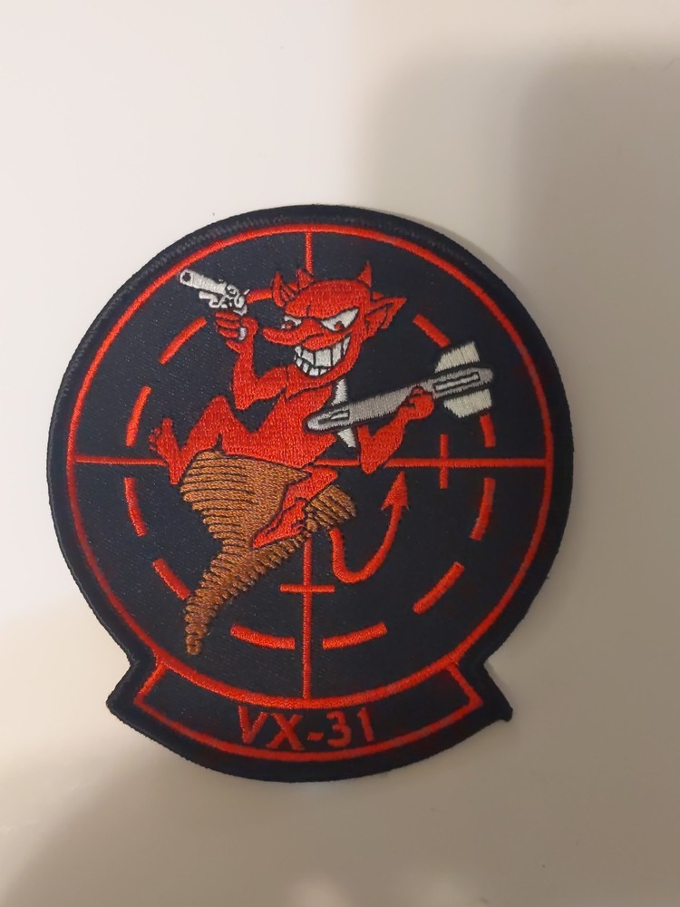 4" VX-31 SQUADRON RED HORNS DUST DEVILS EMBROIDERED PATCH SEW-ON