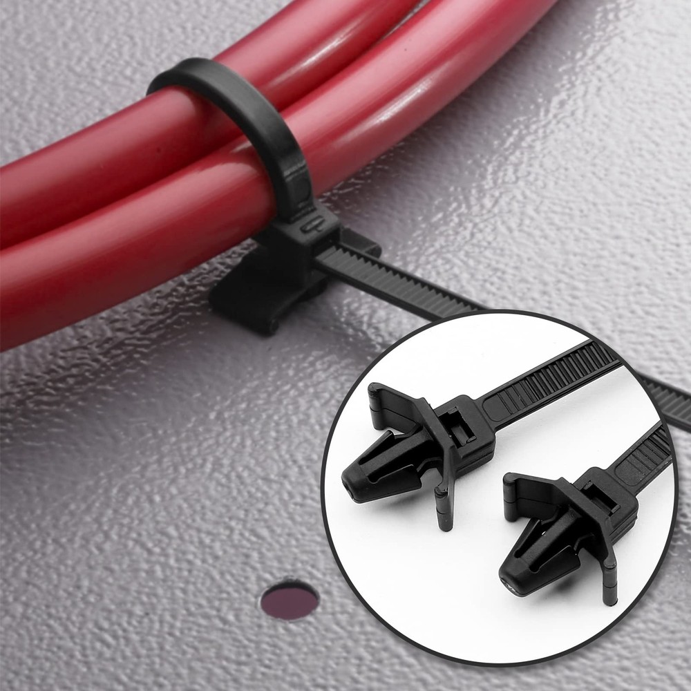 50 Pcs Black Nylon Push Mount Cable Zip Tie,120mm / 4.7Inch Arrow Push Mount ...