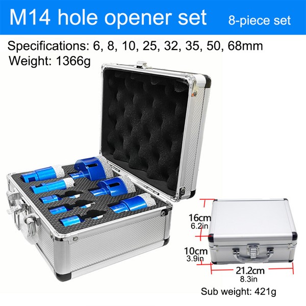 M14 Brazed Diamond Drill Set Ceramic Tile Stone Drilling Angle Grinding Machine