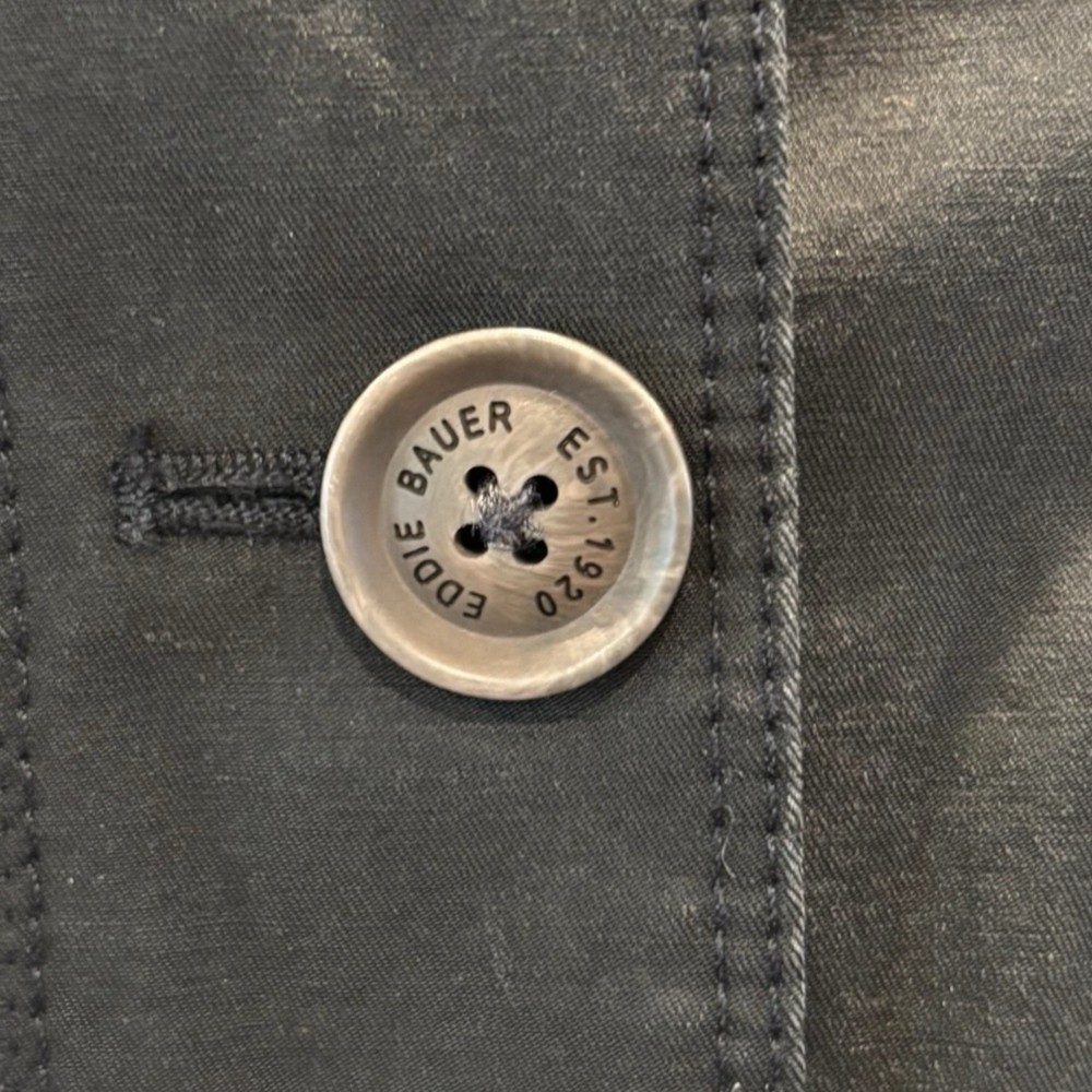 Eddie Bauer Black Utility Coat Women’s Medium – Button Front Jacket Cotton Nylon