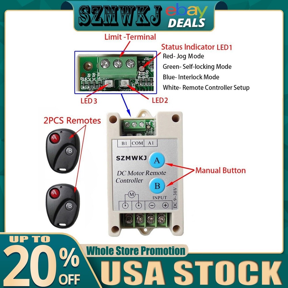 9-30V Wireless Remote Controller Kits for DC Motor Linear Actuator Car Door Open