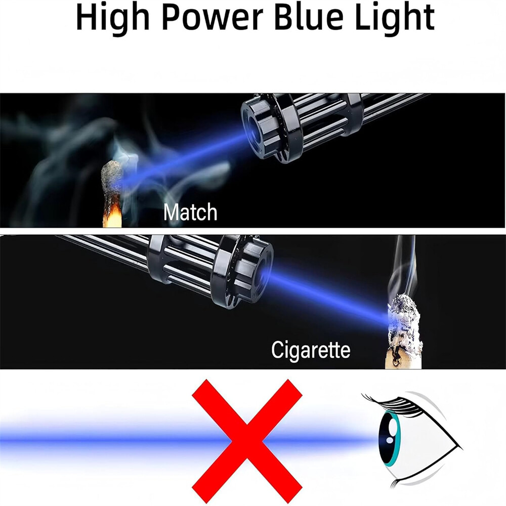 Adjustable High Power Blue Llight Burning Laser Pointer Visible Dot Torch Light