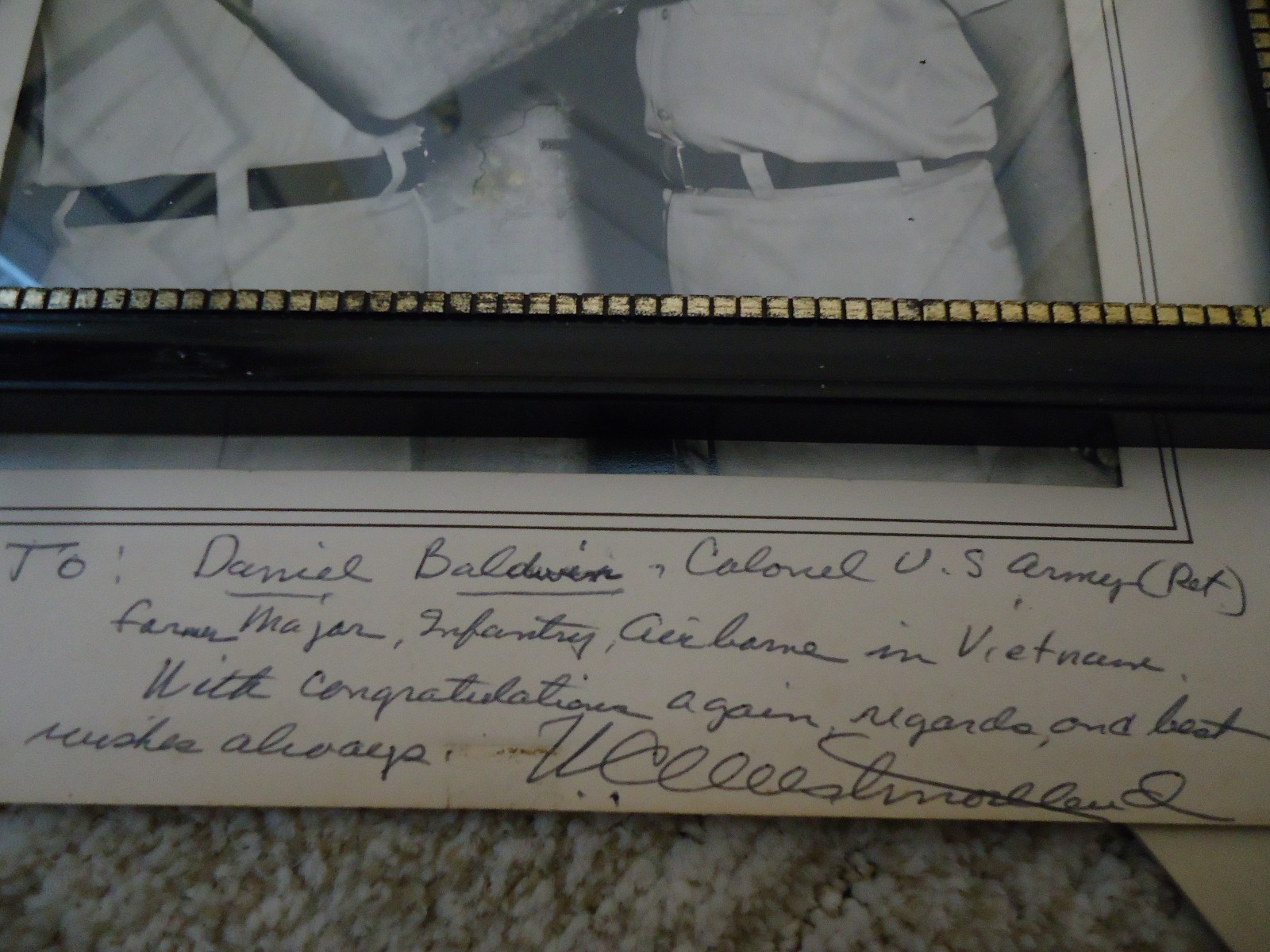 General William Westmoreland Signed Personal Note & Photo Awarding Silver Star