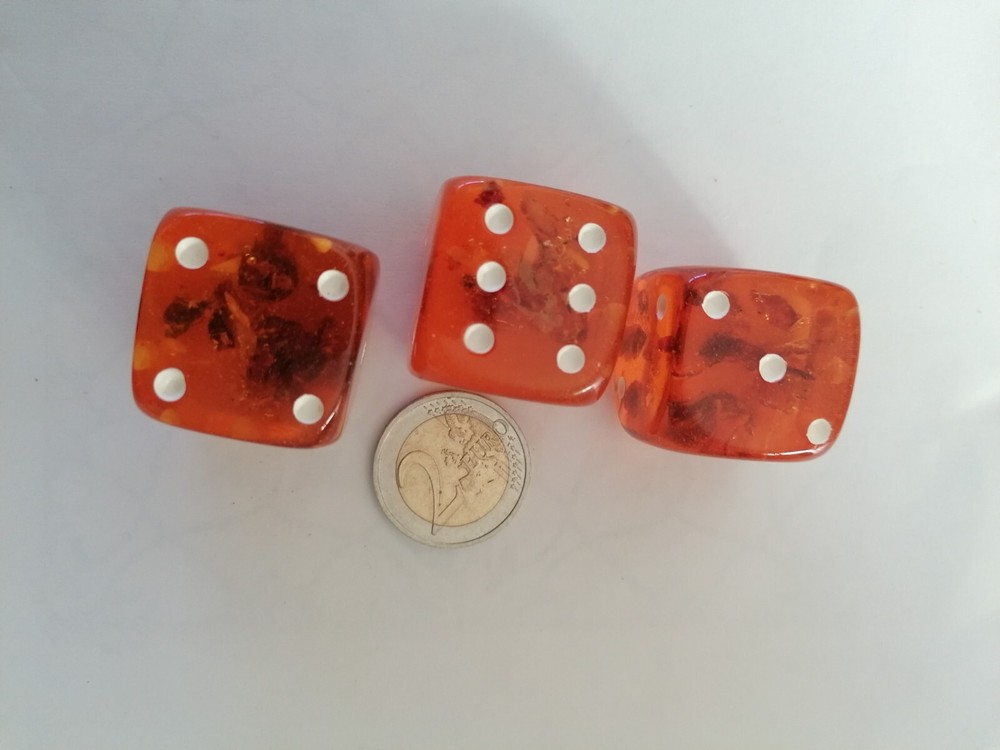 3 HANDMADE BALTIC AMBER Dice