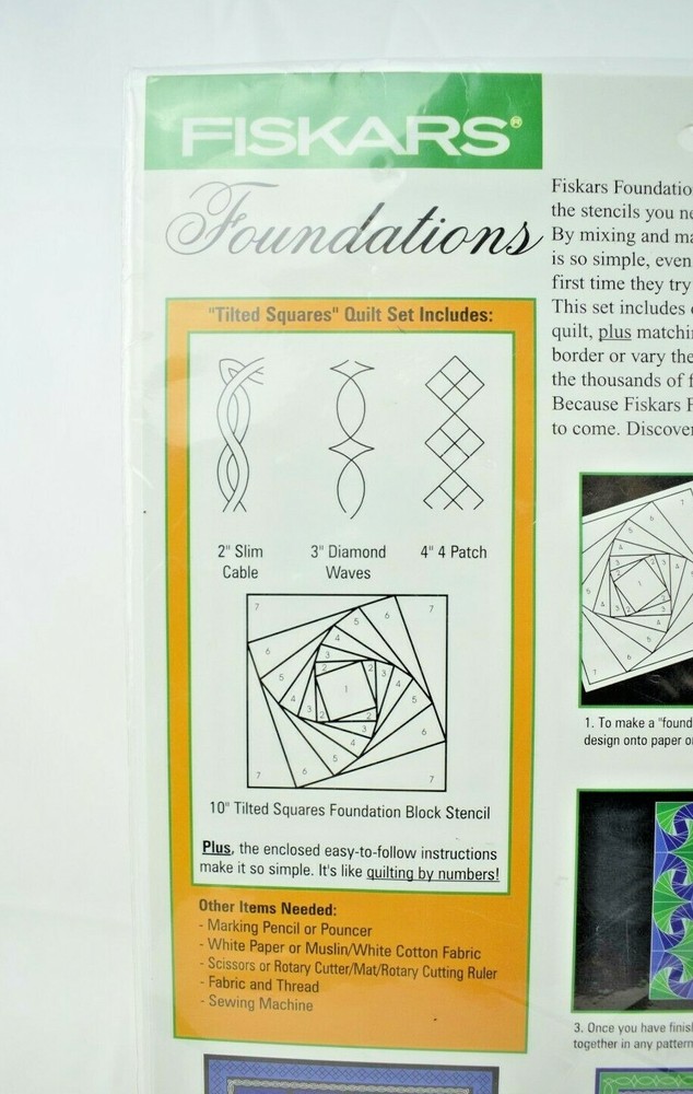 Fiskars Foundations Tilted Squares #8443 Complete Quilt Stencil Set (New)