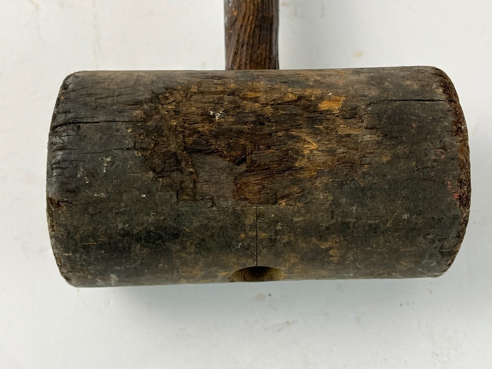 Antique Wood Handle Mallet Handle Primitive 5 x 10"