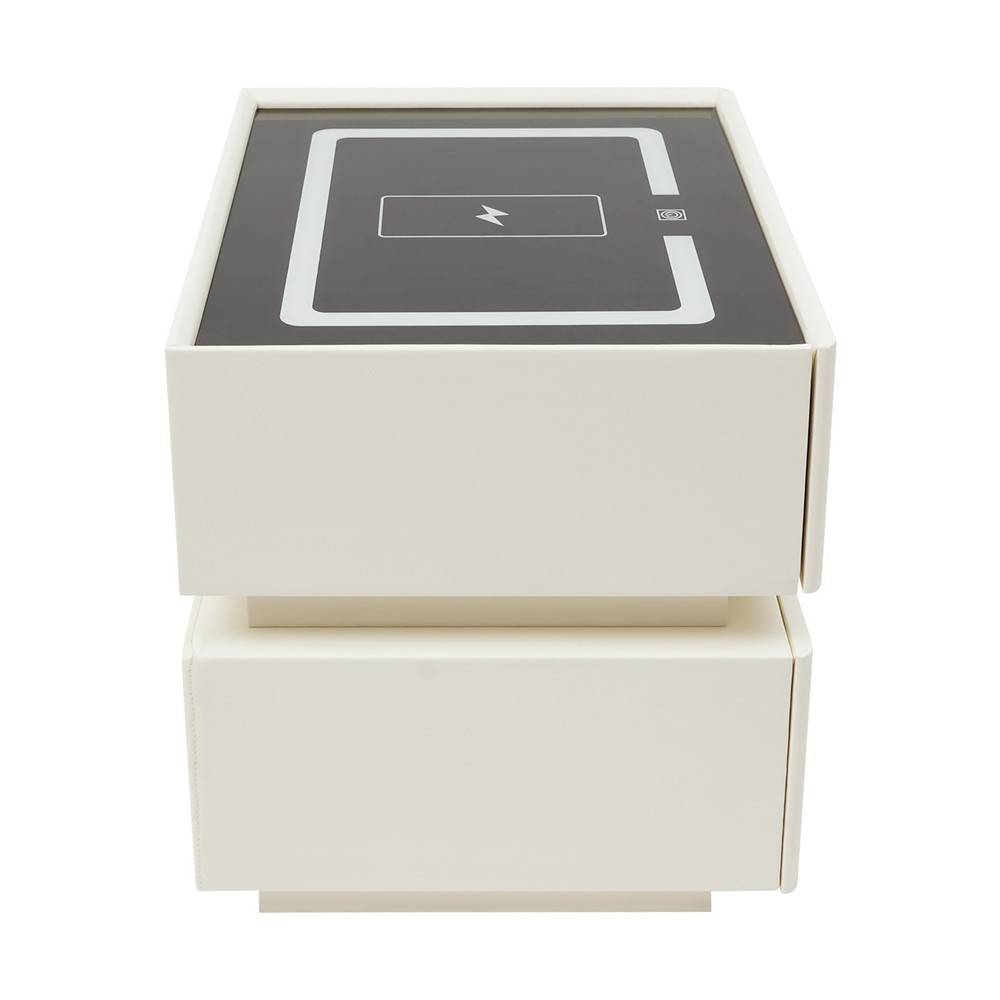 Smart Nightstand W/ Tri color sensor light+Wireless Charging+USB Bedside Table