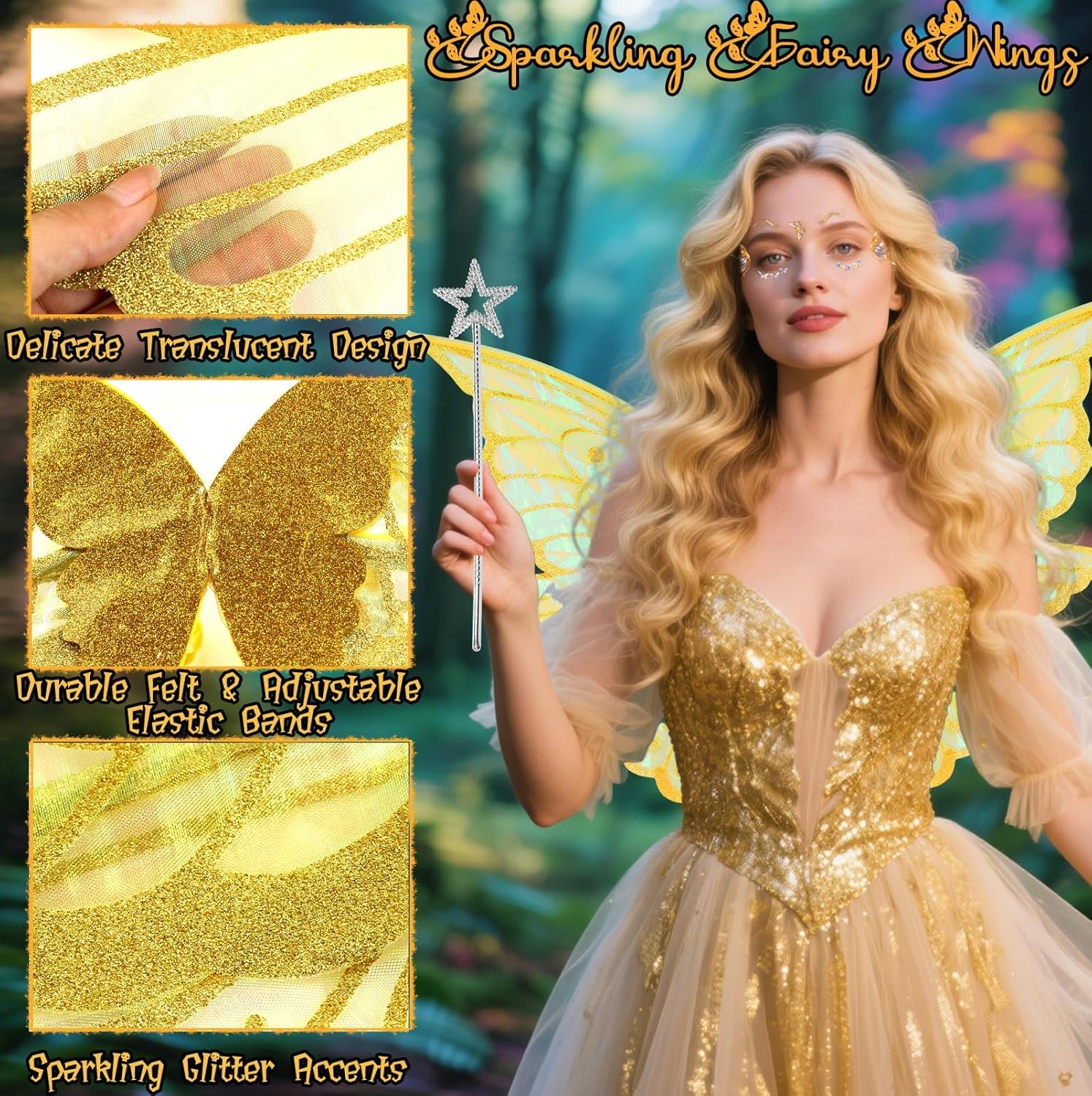 Fairy Wings for Adults Women, Butterfly Angel Wings Fairy Costume for Women Hall