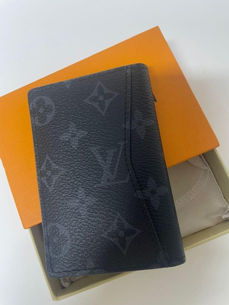 Louis Vuitton Pocket Organizer Monogram Eclipse LV Black Authentic