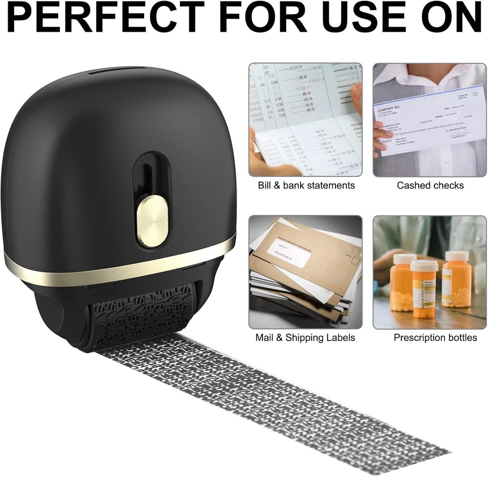 Wide Identity Theft Protection Roller Stamp 2 Pack - Convenient Document Shield
