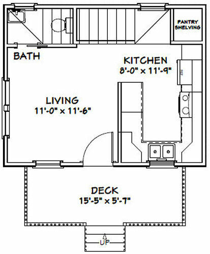20x16 Tiny House -- PDF Floor Plan -- 547 sq ft -- Model 1A