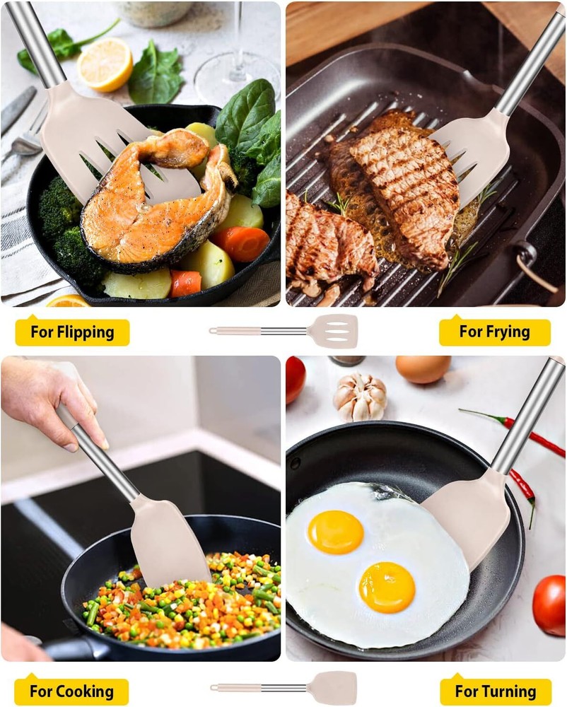 2 Solid Silicone Spatulas, Non-Stick
