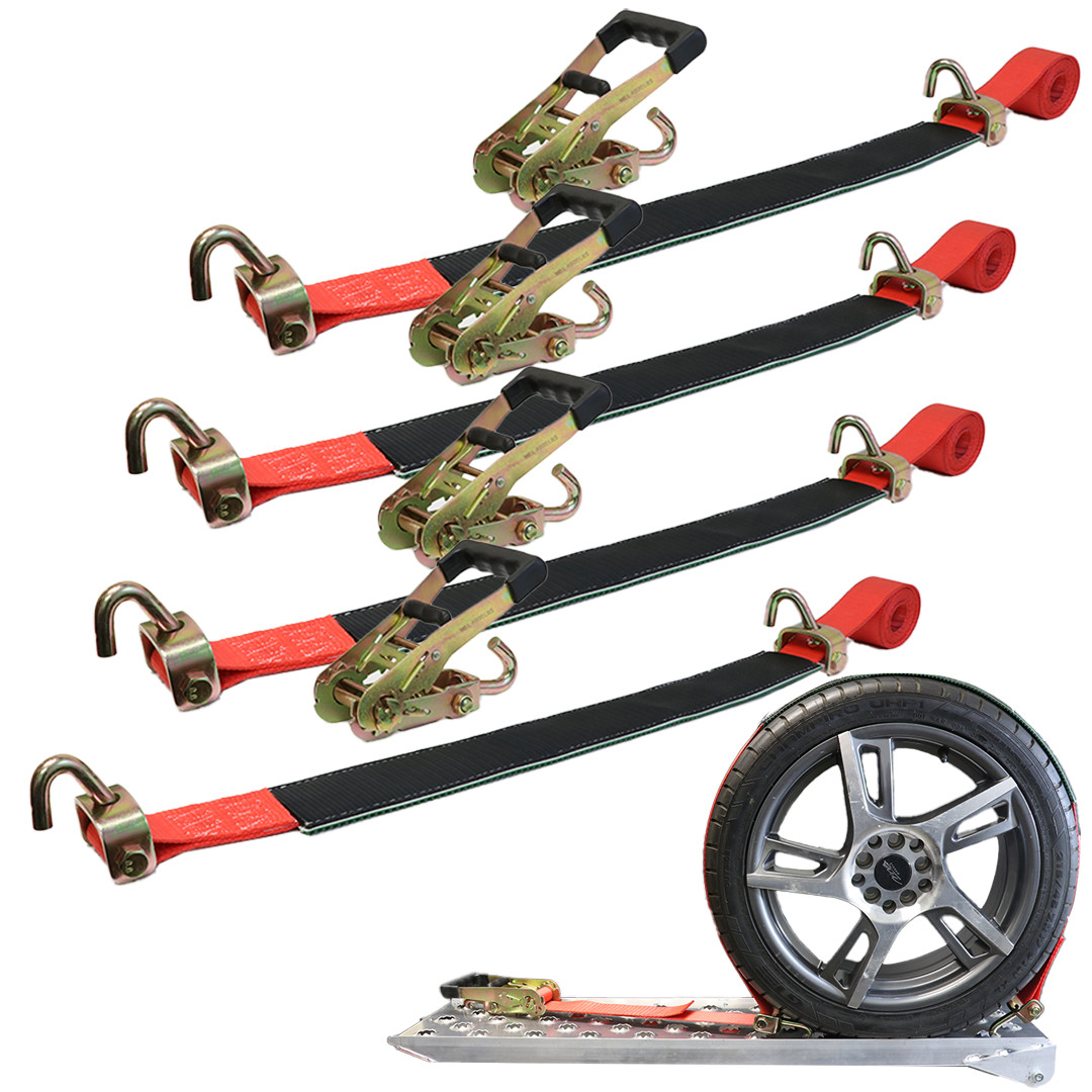 Boxer Pro Series Car Tie Down- Swivel J Hook 4 Pack - Pro Car Hauler USA