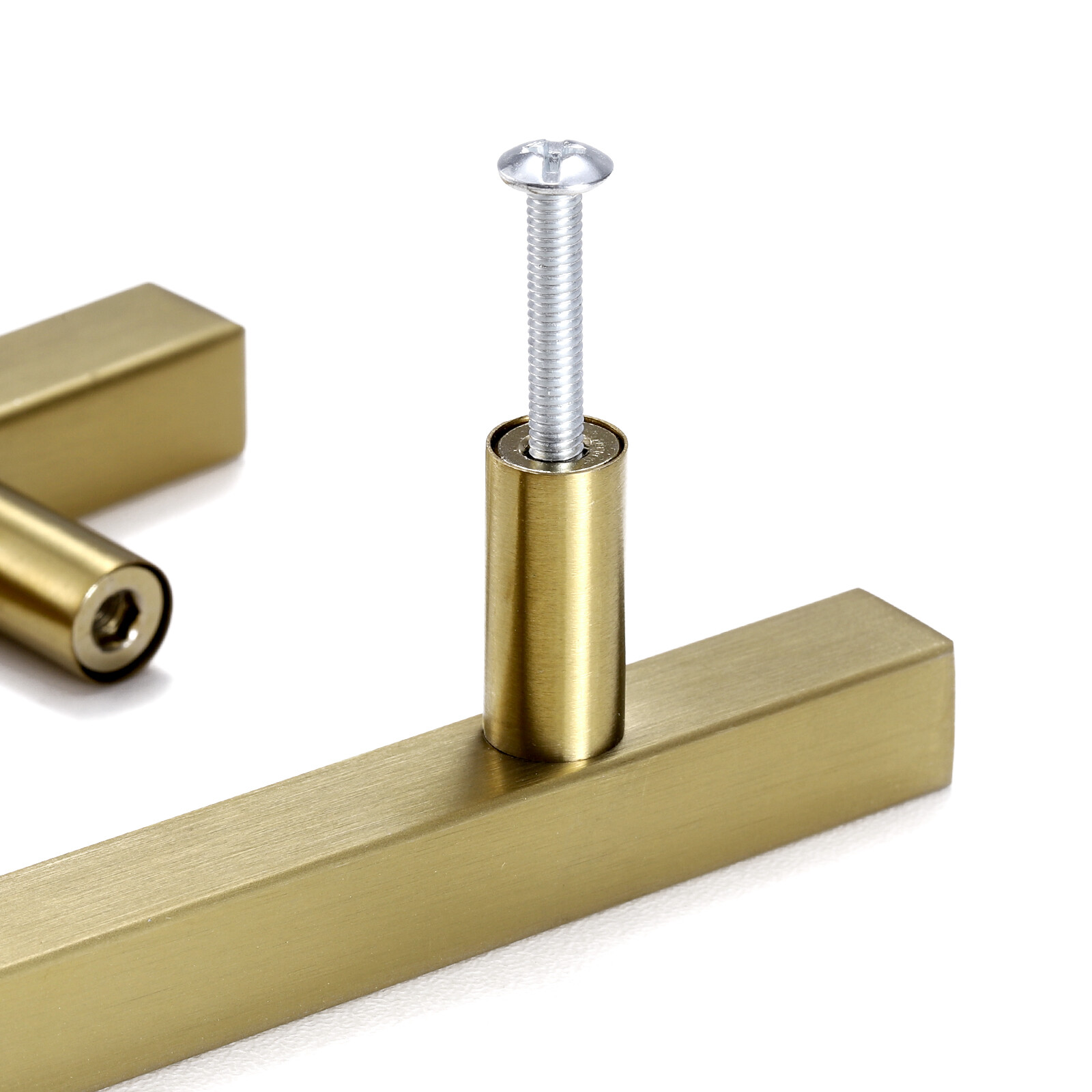 20 Pack Stainless Steel Brushed Gold Kitchen Cabinet Handles Square Drawer Pulls