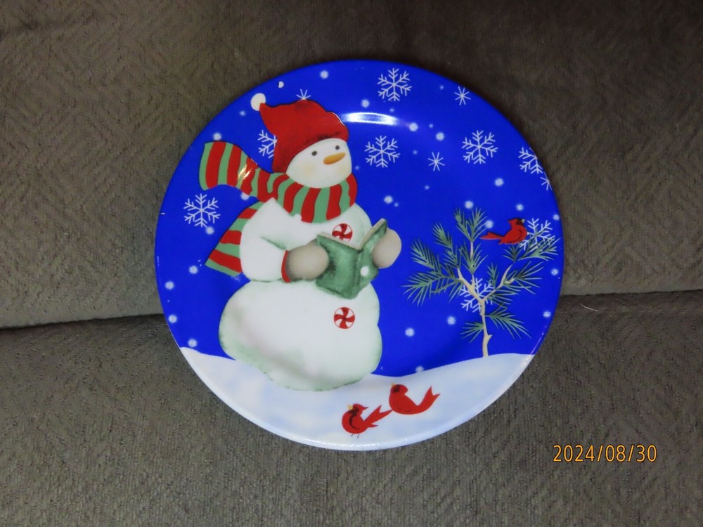 Set (6) Studio 33 7 Inch Snowman Dessert Plates and Mugs - 3 Diff Patterns