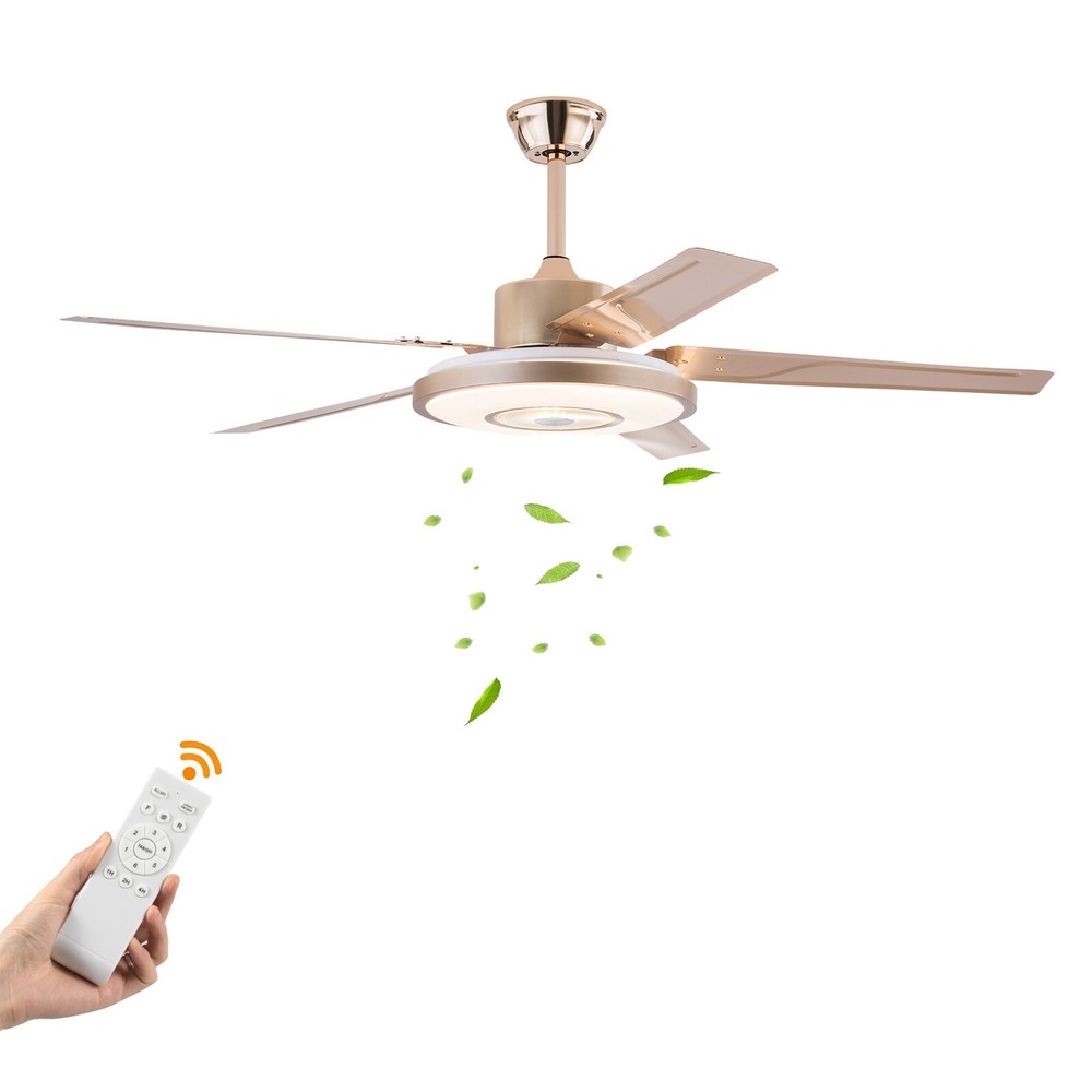 3-Color Ceiling Fan with LED Light, Modern LED Ceiling Fan W/ Remote Controller