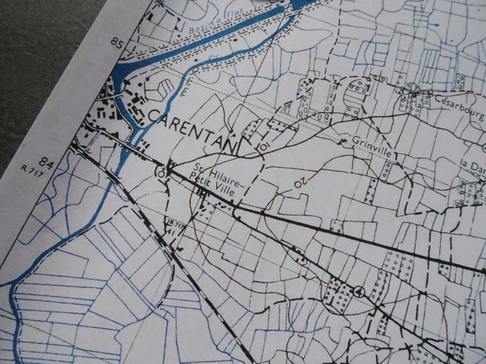 US Normandy Invasion Map 101st 'Isigny' (Carentan dispatch map case)