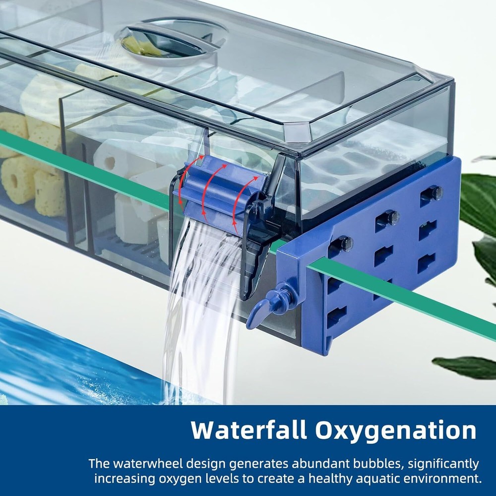 Aquarium Fish Tank Filter with Waterfall Oxygenation Suitable Multi Layer Filter